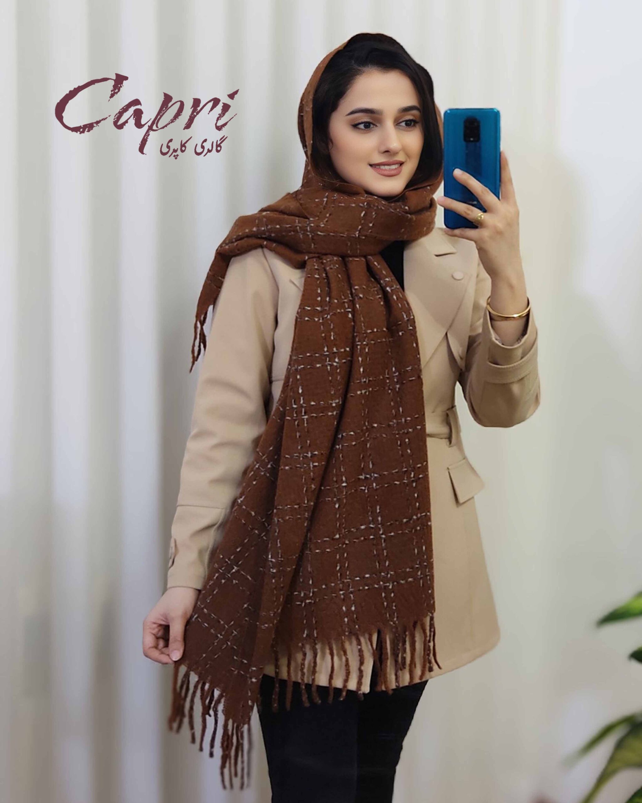 شال موهر چهارخانه وارداتی