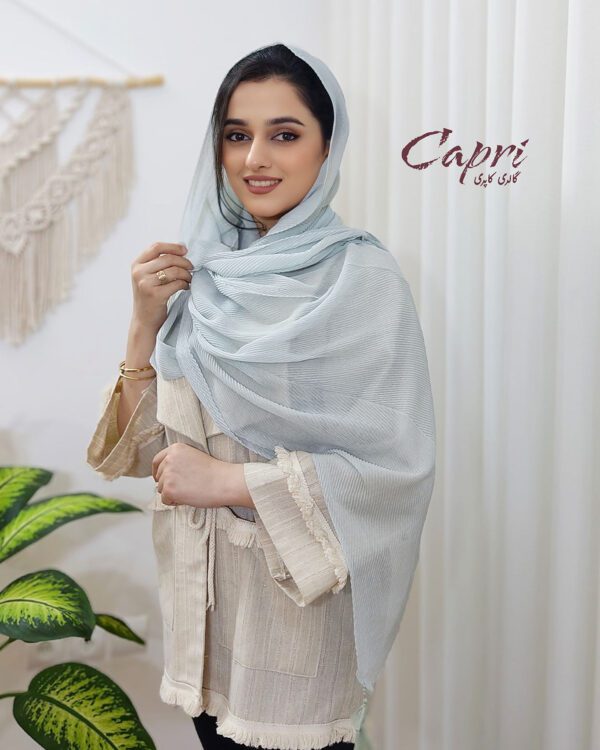 شال پلیسه وارداتی رنگ سیز پاستیلی