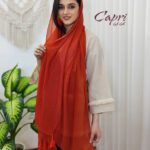شال پلیسه وارداتی رنگ آجری