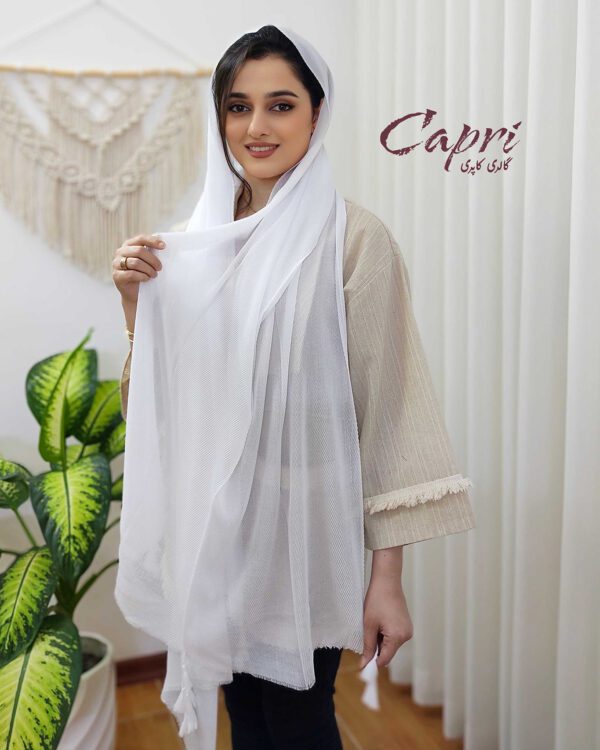 شال پلیسه وارداتی رنگ سفید