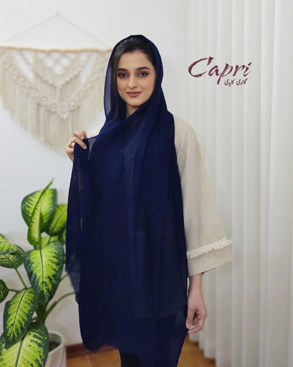 شال پلیسه وارداتی رنگ سرمه ای